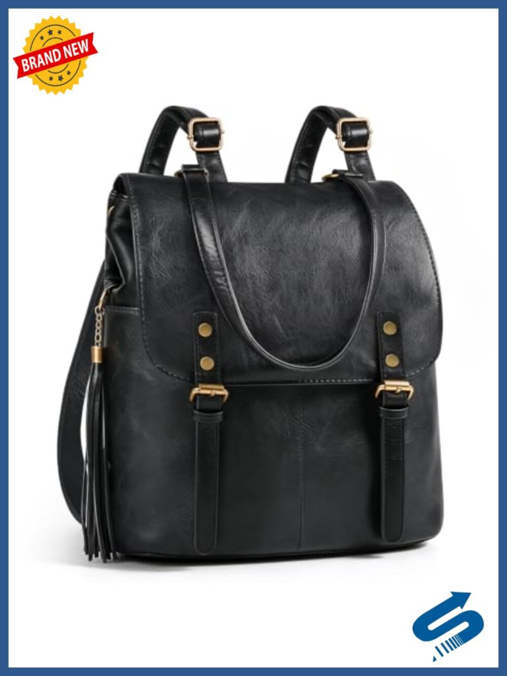 Vintage Faux Leather Backpack Purse for Women Convertible Handbag Shoulder Bag